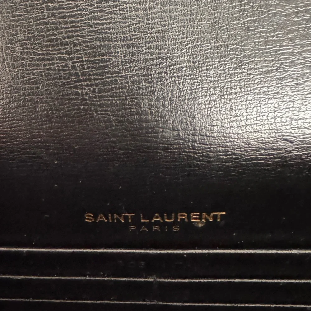 Saint Laurent Black Leather Top-Handle Satchel with Gold Hardware